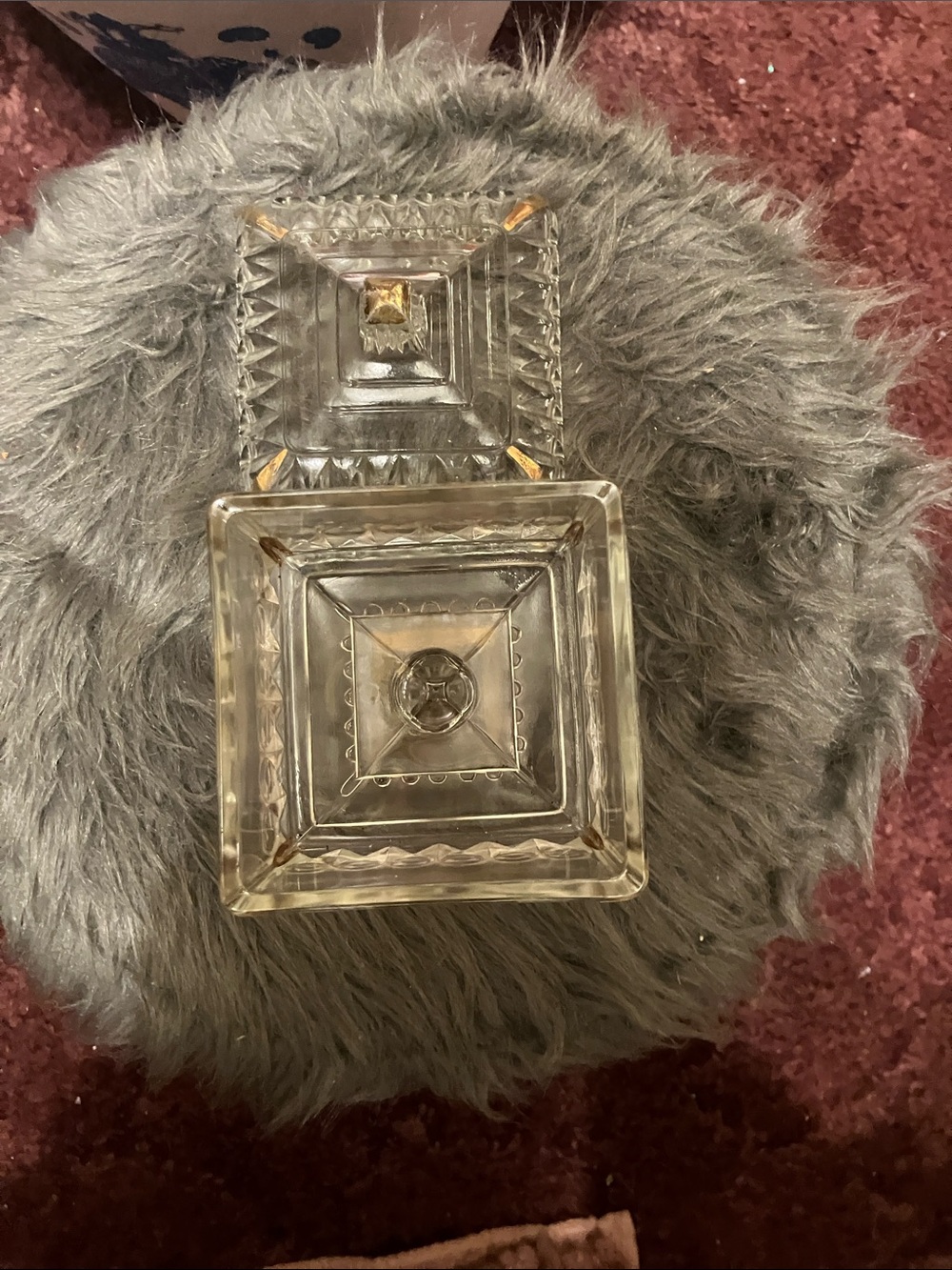 Vintage Clear Glass Square Trinket Dish - Home Accents